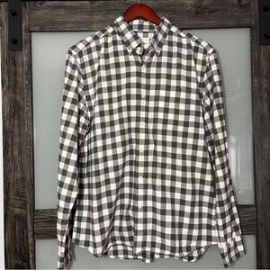 American Eagle Outfitters Black and White Gingham Plaid Button-Down Men's Large